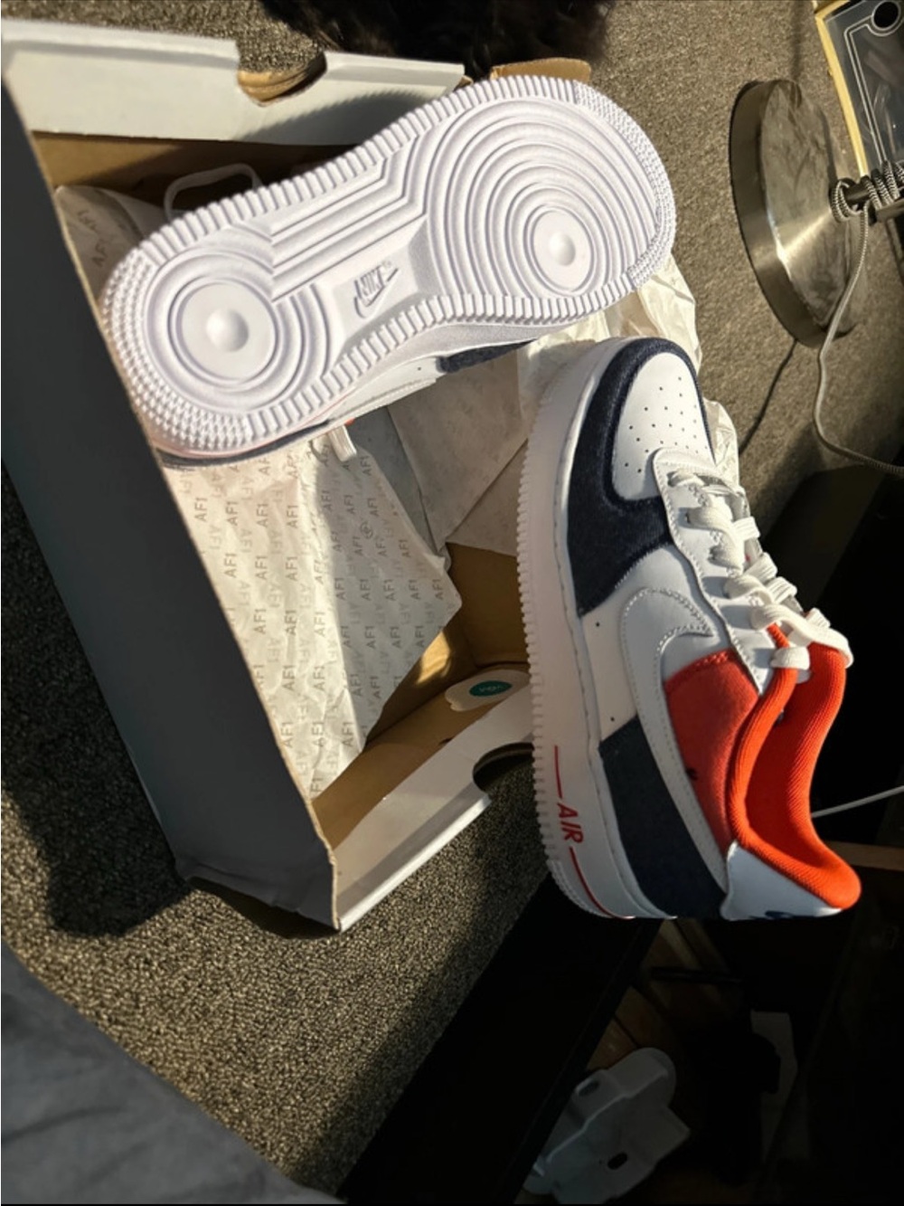 Nike Kids Air Force 1 Low - White/Navy/Red